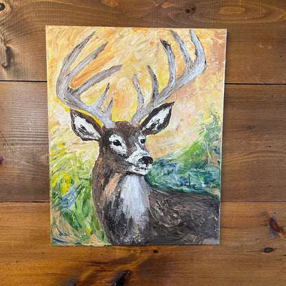 Wildlife painting of deer, acrylic on canvas, one of a kind