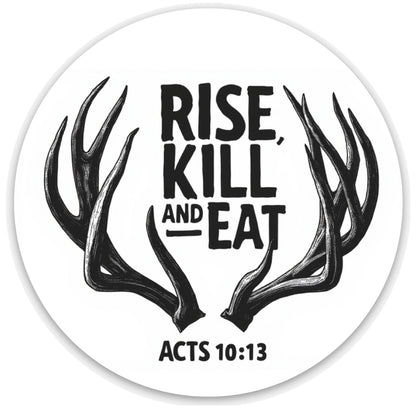 Christian deer hunting sticker with deer antlers